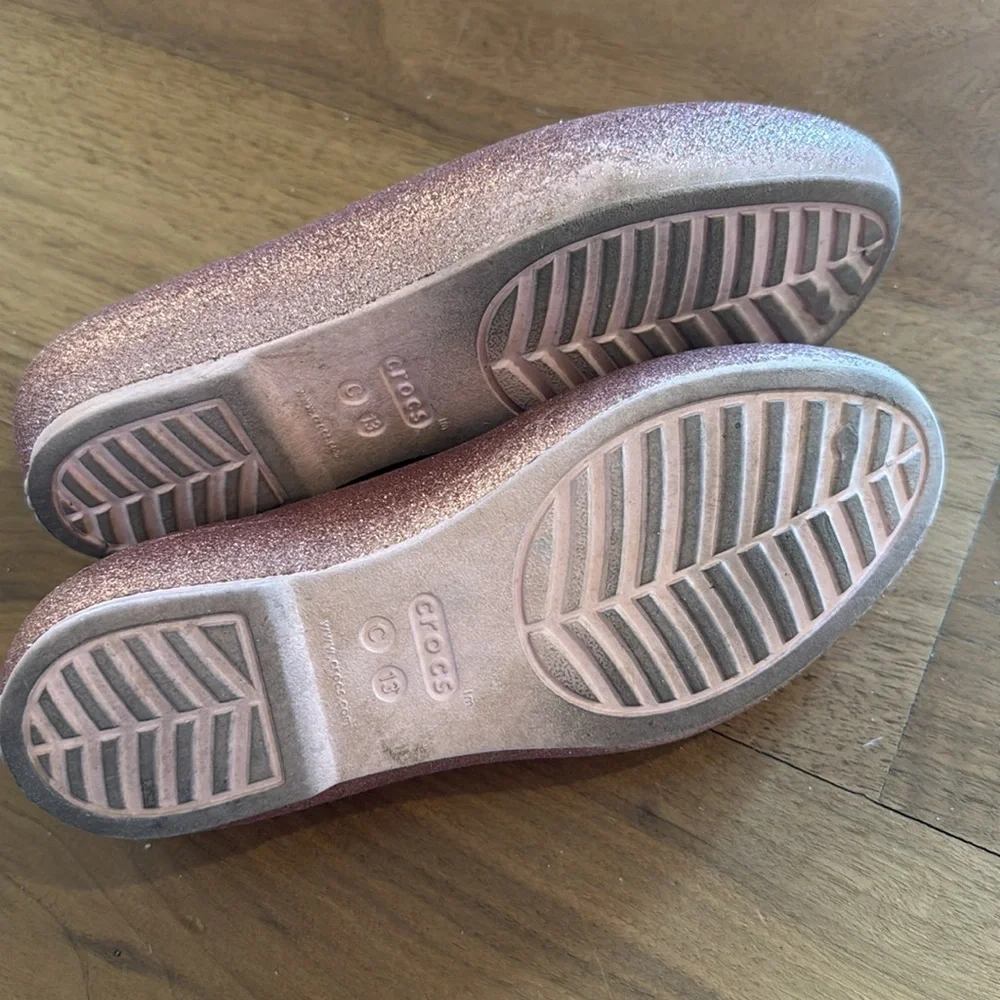 Crocs eve sparkle glitter flats pink size c 13